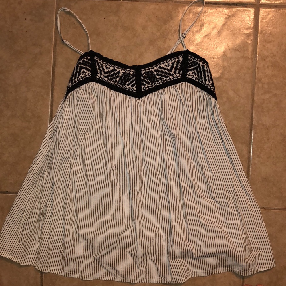 Black & White Stripe Linen Top